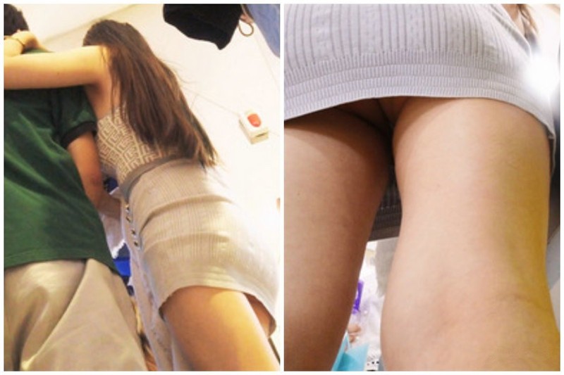 大型购物中心抄底极品包臀裙美女性感骚丁偶现小骚B