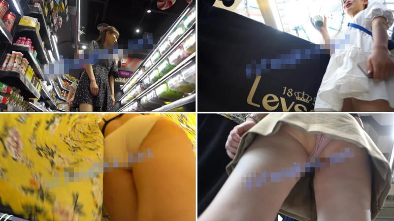 商场景区贴身近景偷拍时尚打扮美女裙底风光