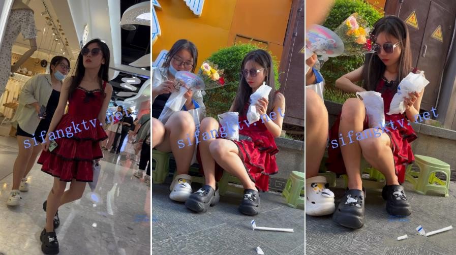 大神偷拍美女裙底风光KFC年度精品.极品学生妹无内贴逼拍摄骚逼白色液体流出