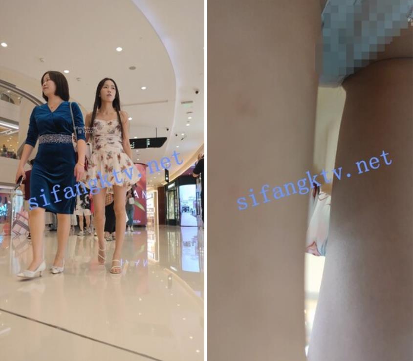 大神偷拍美女裙底SR级！清纯双马尾妹子内裤勒出逼缝白色印花连衣裙极品美腿小姐姐，白色内内漏毛