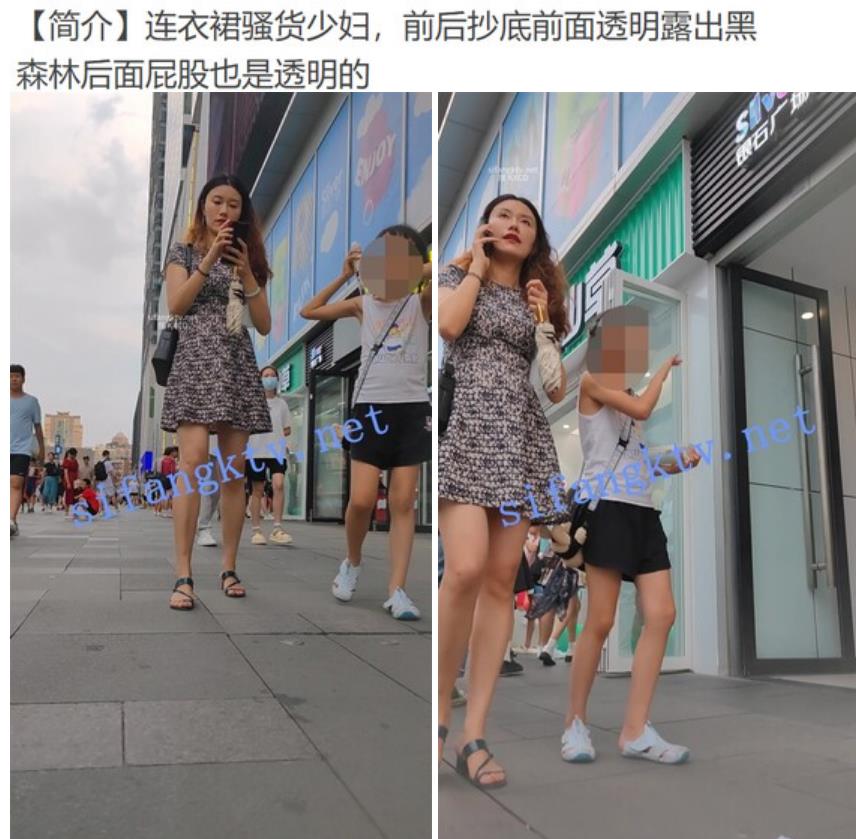 大神商场门口偷拍连衣裙骚货少妇裙底，前后抄底前面透明蕾丝露出黑森林