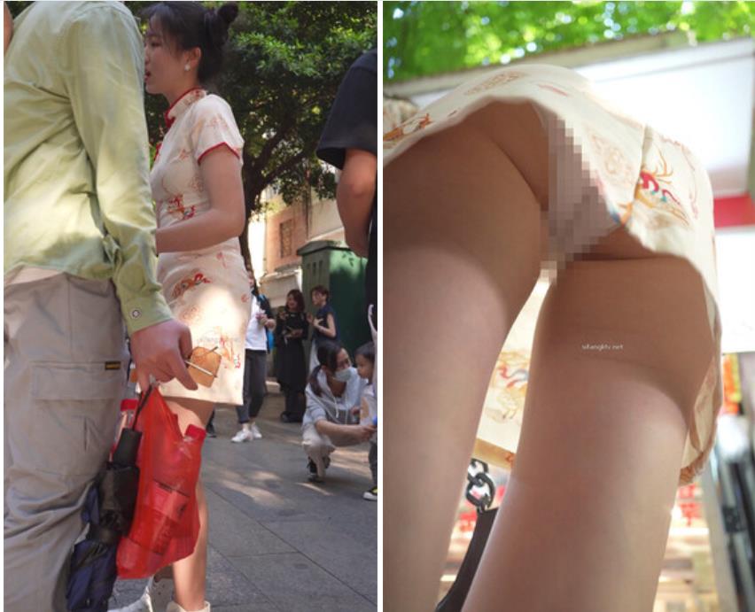 偷拍美女裙底风光混血骚货吊带包臀裙性感豹纹丁字裤侧面露毛SR级高挑长裙高跟凉鞋美女爱拍照