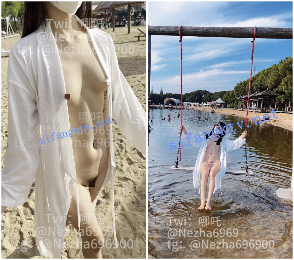 【精品露出】小哪吒SVIP福利，海滩春游超长露出