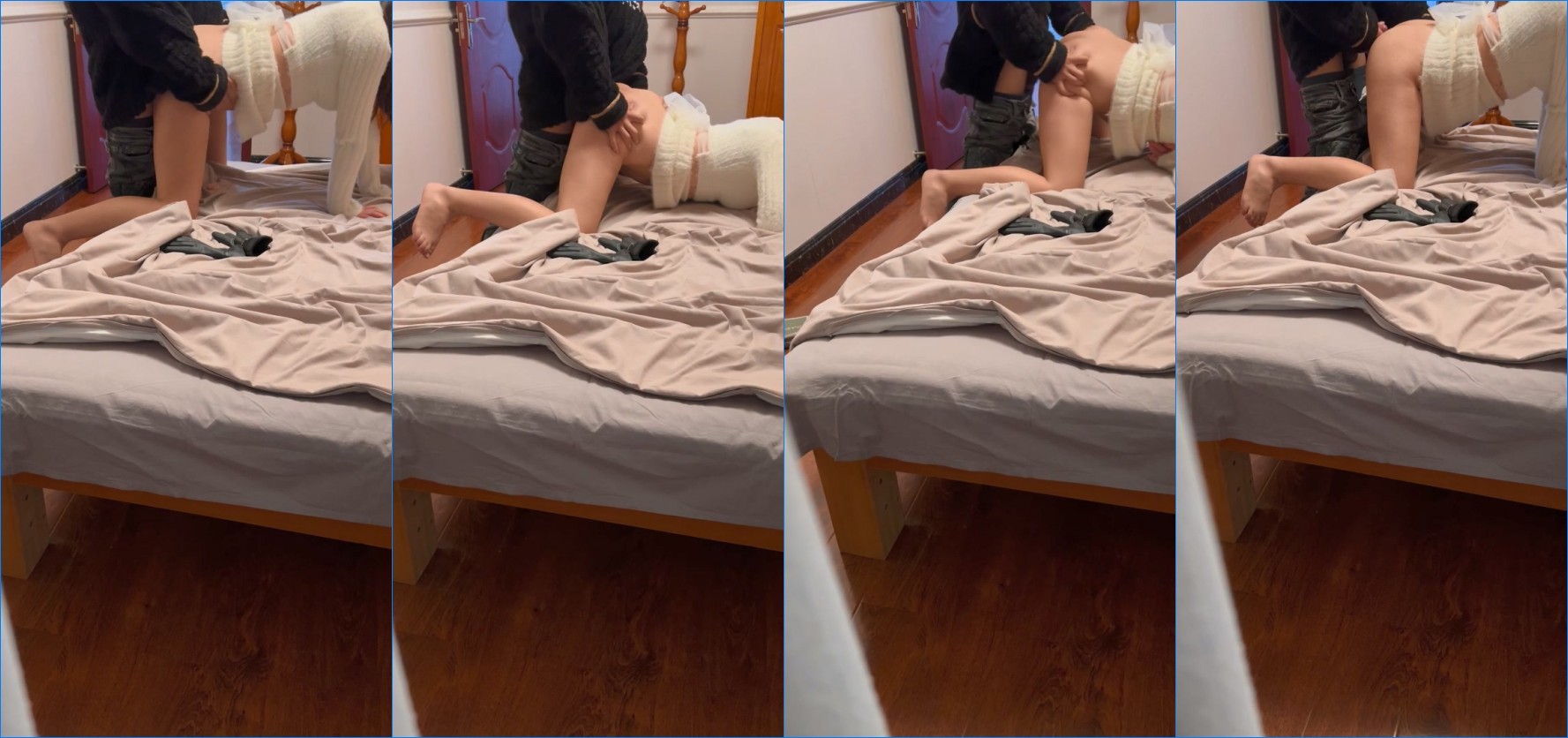 利诱老婆不穿内裤勾引外卖小伙做爱 最后冲刺竟摘套