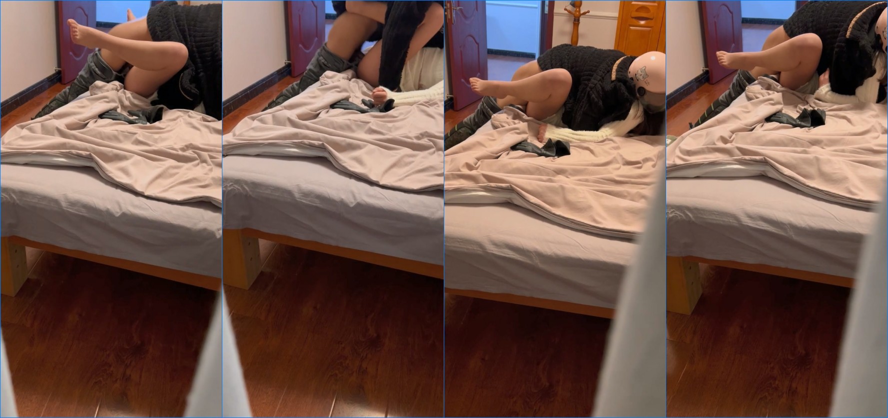 利诱老婆不穿内裤勾引外卖小伙做爱 最后冲刺竟摘套