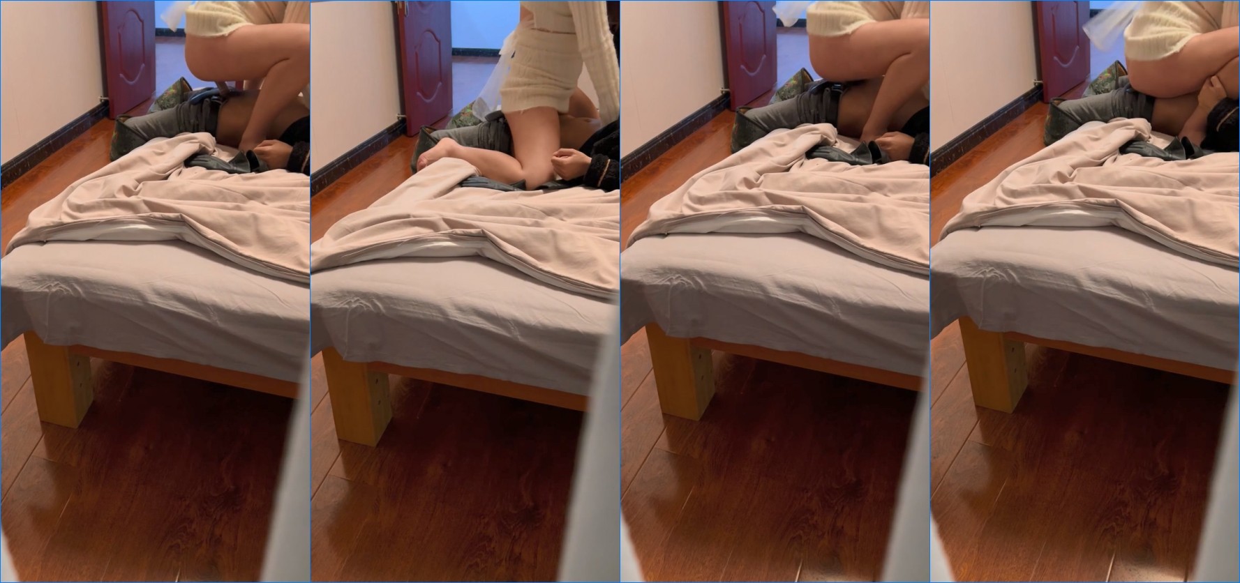 利诱老婆不穿内裤勾引外卖小伙做爱 最后冲刺竟摘套