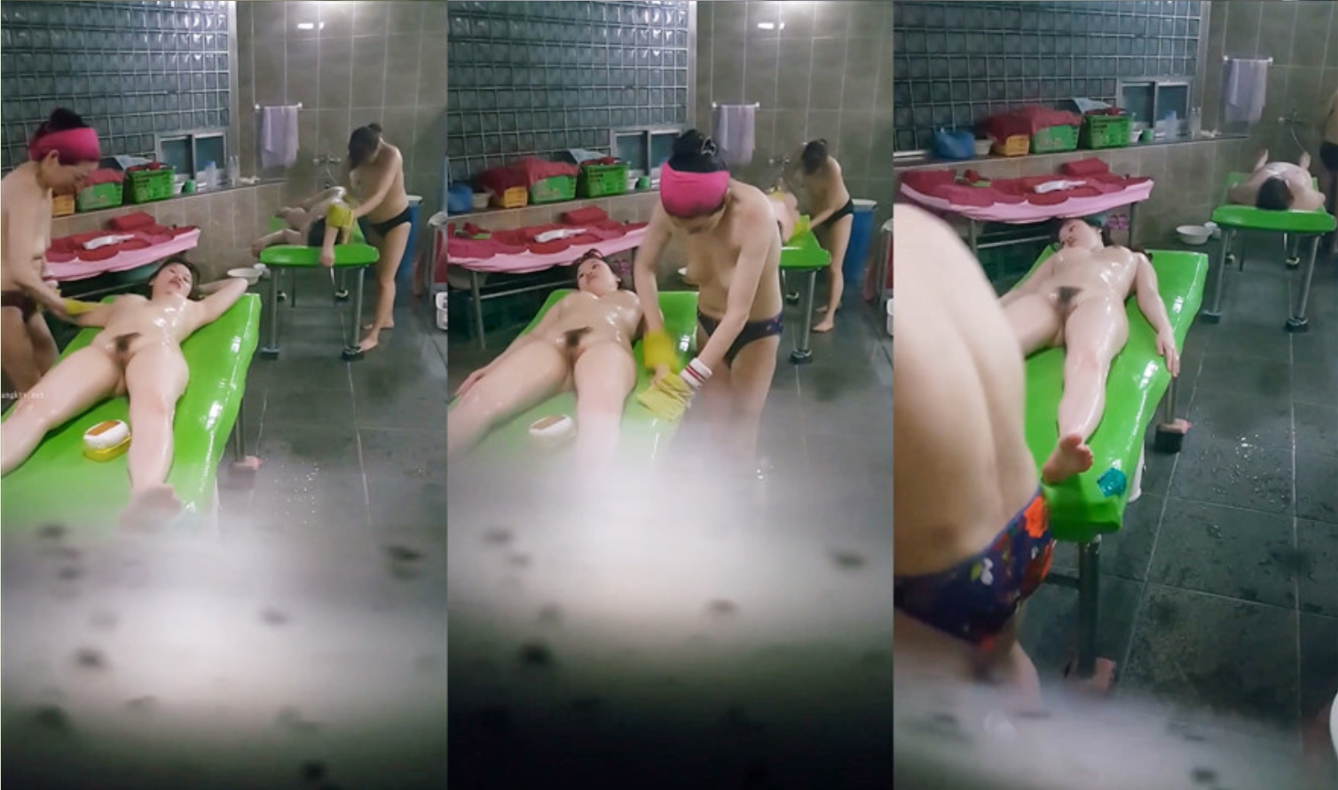 澡堂子内部员工偷拍❤️几个白白嫩嫩正在搓背的美少妇