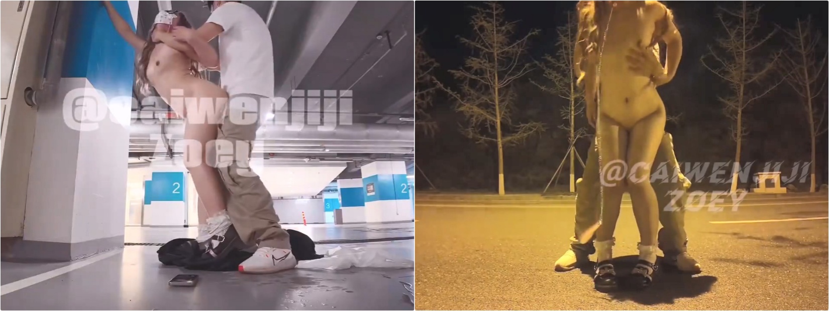 清纯反差小萝莉⚡跟主人偷偷在停车场做爱，不敢叫大声，小狗被后入，小狗的屁屁都是主人的巴掌印