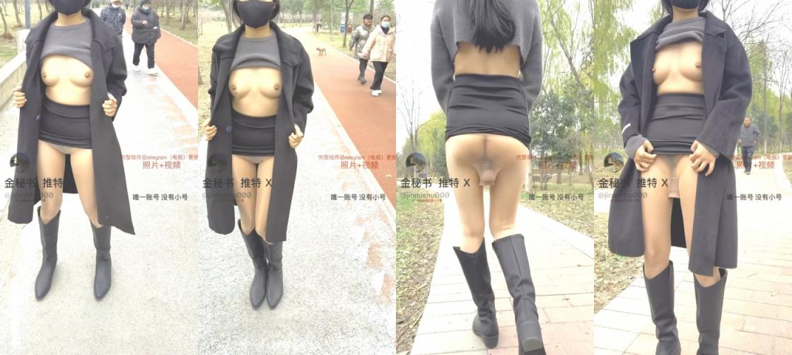 推特极品烧婊子【金秘书/虾米】高级SVIP群福利，公园戴着电动鸡巴，人前露出