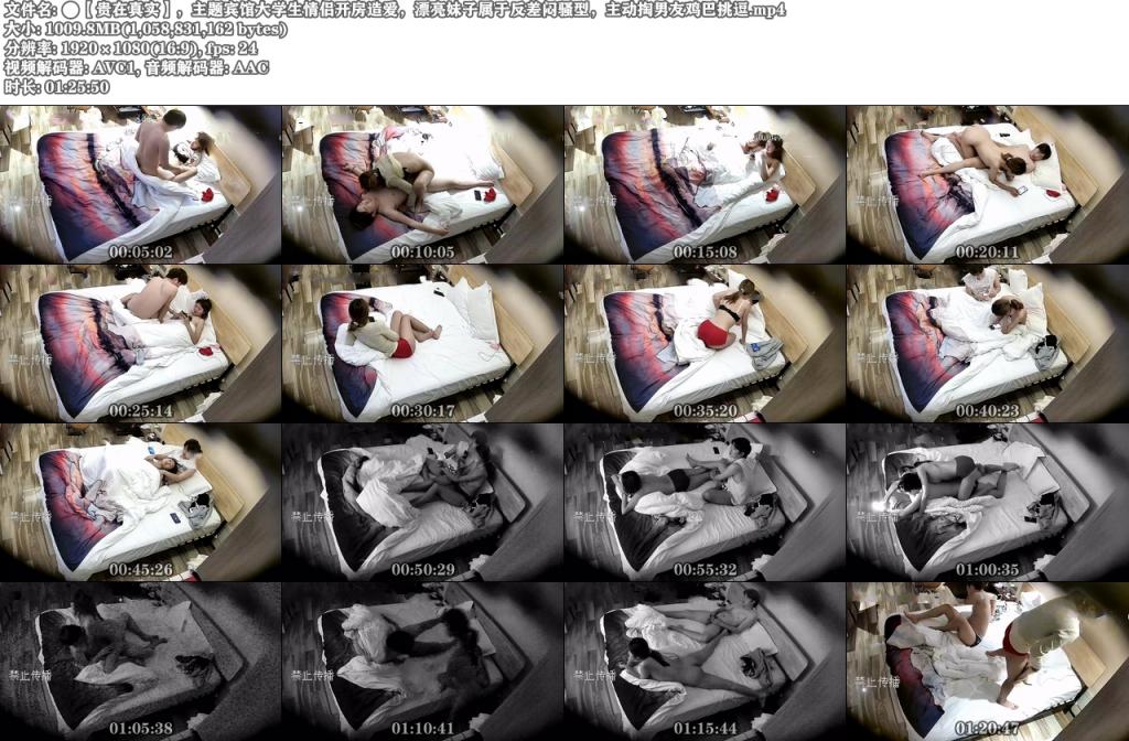 主题宾馆大学生情侣开房造爱，漂亮妹子属于反差闷骚型，主动掏男友鸡巴挑逗