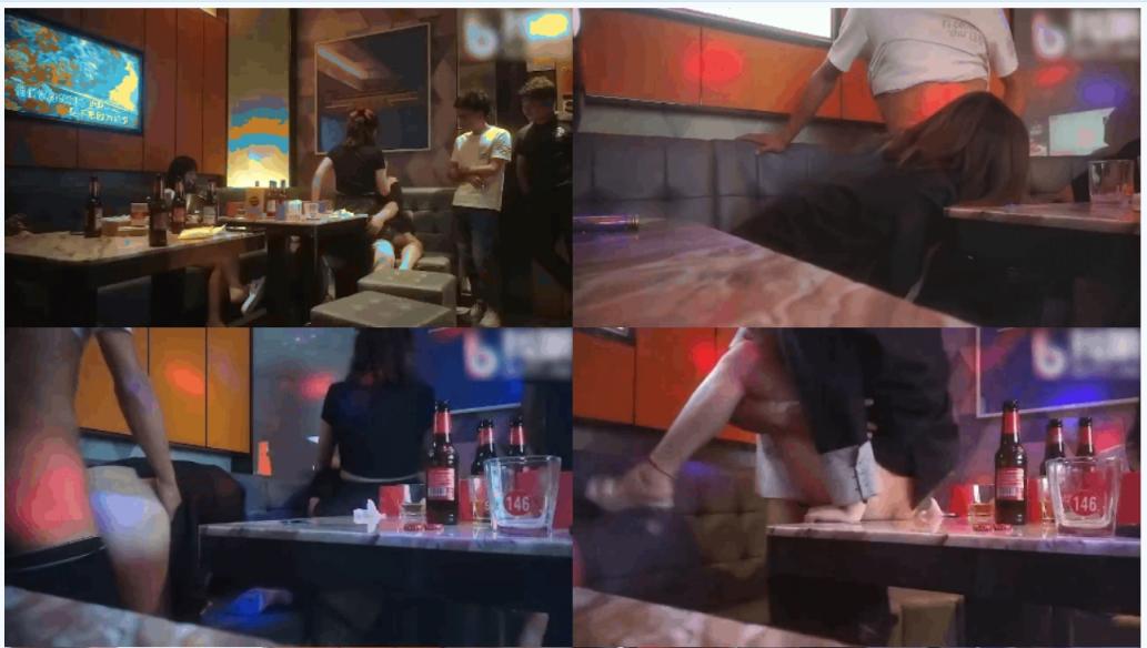 太刺激了！3对夫妇KTV包厢现场脱下裤子口爆，3对3共同开火疯狂操逼