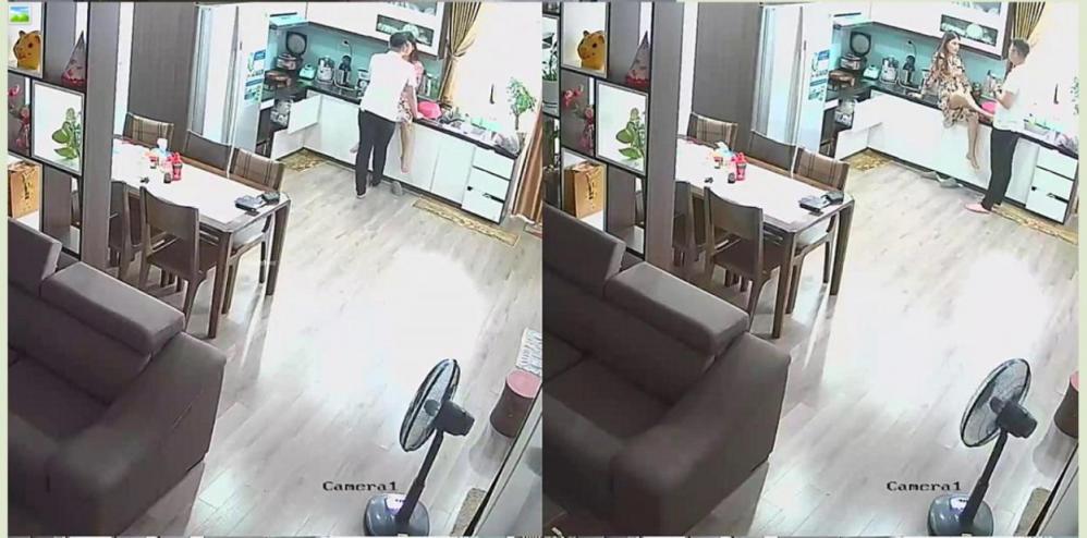 黑客破解家庭网络摄像头偷拍 老婆在厨房煮饭过程中被欲火浑身的老公 扒光抱起一顿操