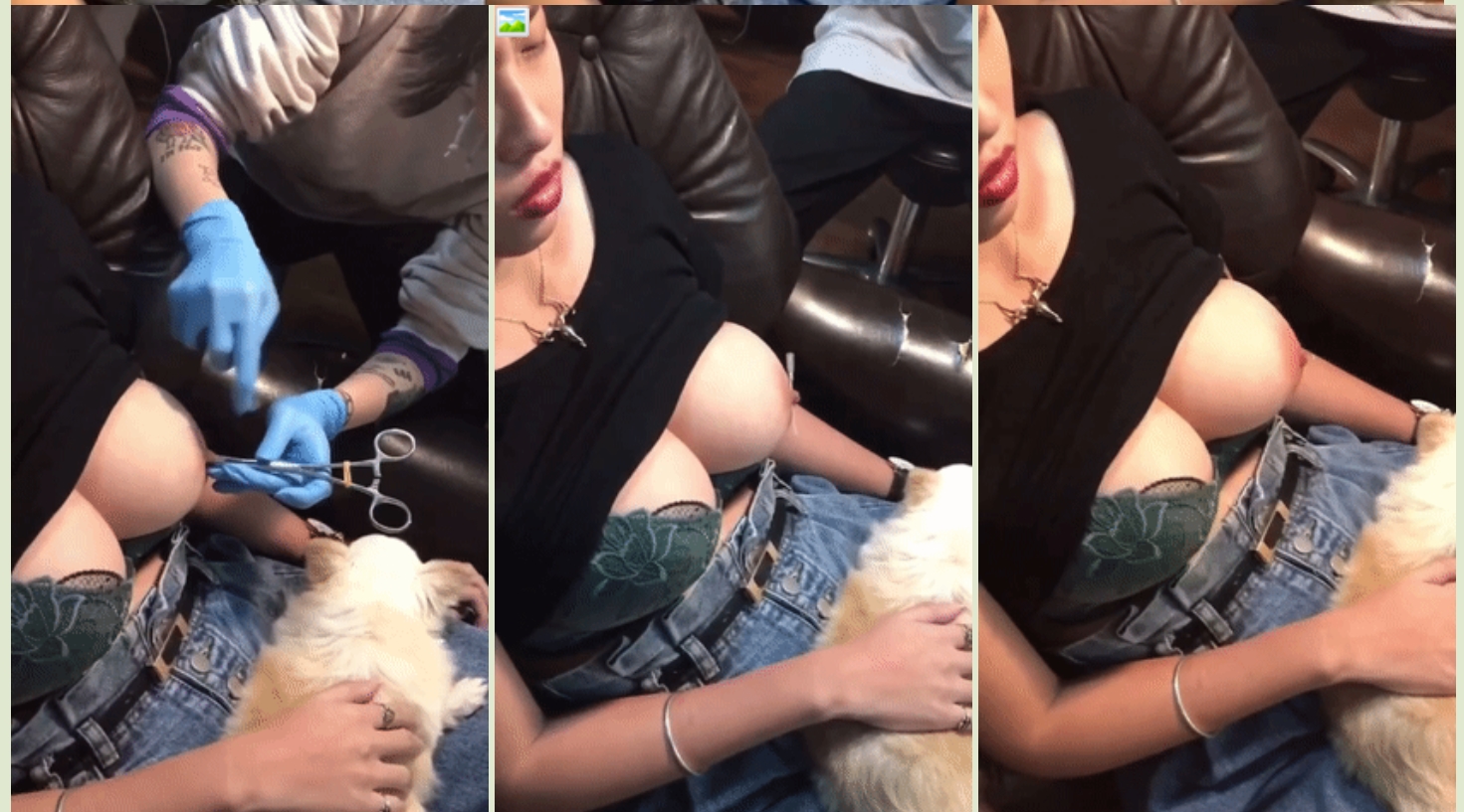 ❤️猎奇❤️高颜纹身妹纸❤️网上直播穿孔打乳环❤️奶子坚挺浑圆超级美乳真想抱着一顿狂啃呀！