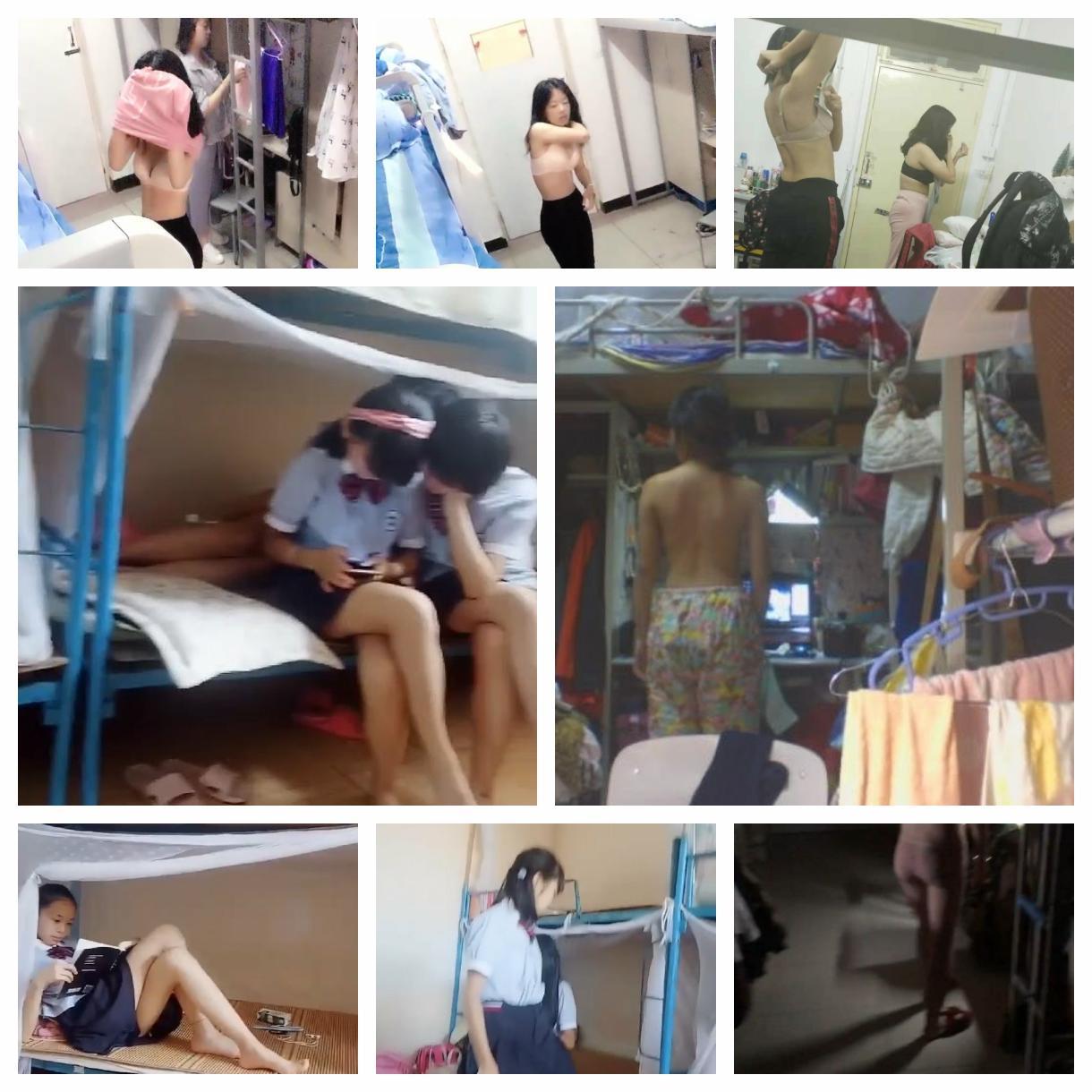 女人坑女人系列！渣女真实偸拍宿舍姐妹露点不雅行为视频换钱~波霸女给大奶子做抹油拍打保养